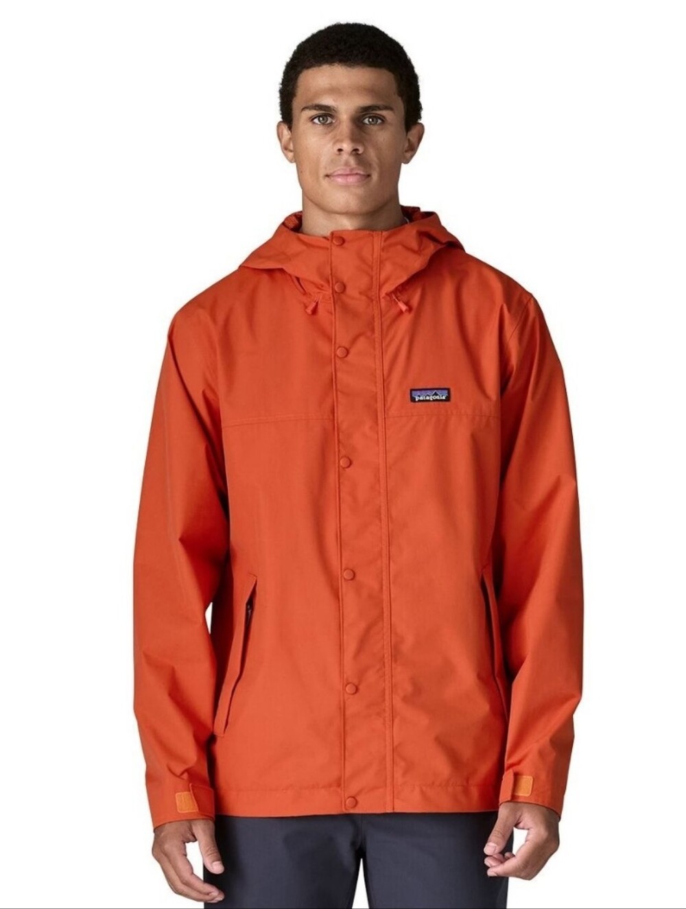 Patagonia FIRE! NWT! Men's Outdoor Everyday Rain Jacket in Coal Orange. Sz Lg.